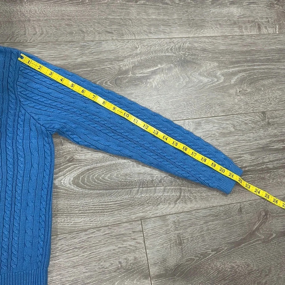 Vintage Wainscot Petites 100% Cotton Crew Neck Cable Knit Sweater Blue S - Picture 11 of 14